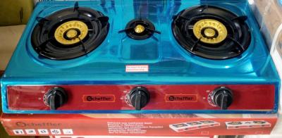 GAZINIÈRE 3 FEUX EN INOX ALLUMAGE AUTOMATIQUE 